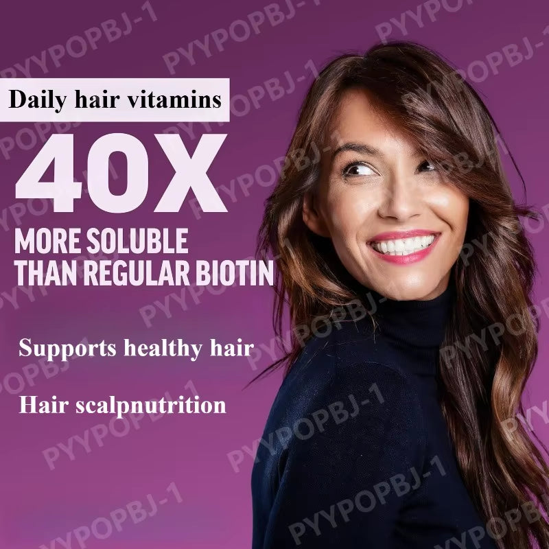 Hair Vitamins Soft Chews with Biotin & Vitamins C E for Women and Men , Berry Flavor,60 Pieces per Bag