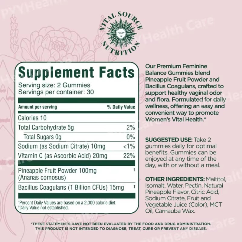Women'S Probiotic Gummies with Vitamin C for Digestive and Immune Health Feminine Balance Gummies Daily Nutrition Support
