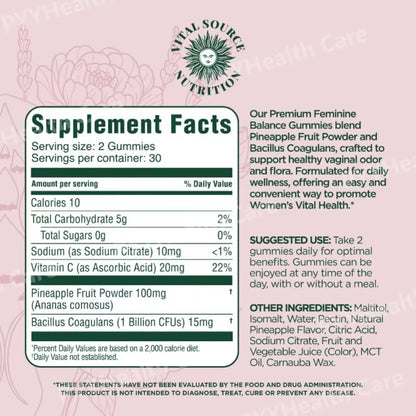Women'S Probiotic Gummies with Vitamin C for Digestive and Immune Health Feminine Balance Gummies Daily Nutrition Support